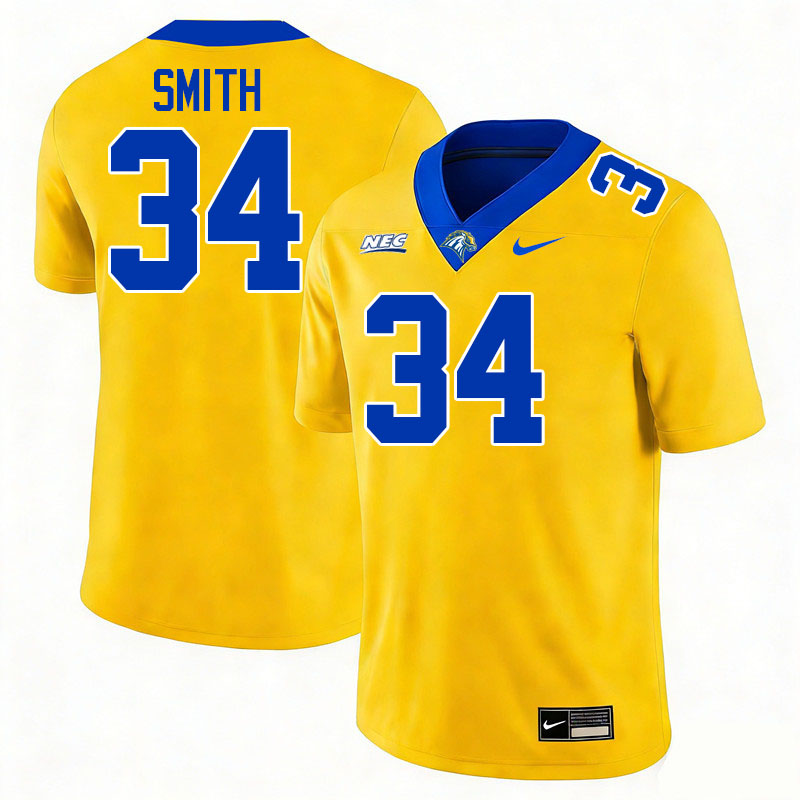 New Haven Chargers #34 Jalen Smith College Football Jerseys,Uniforms Stitched-Gold